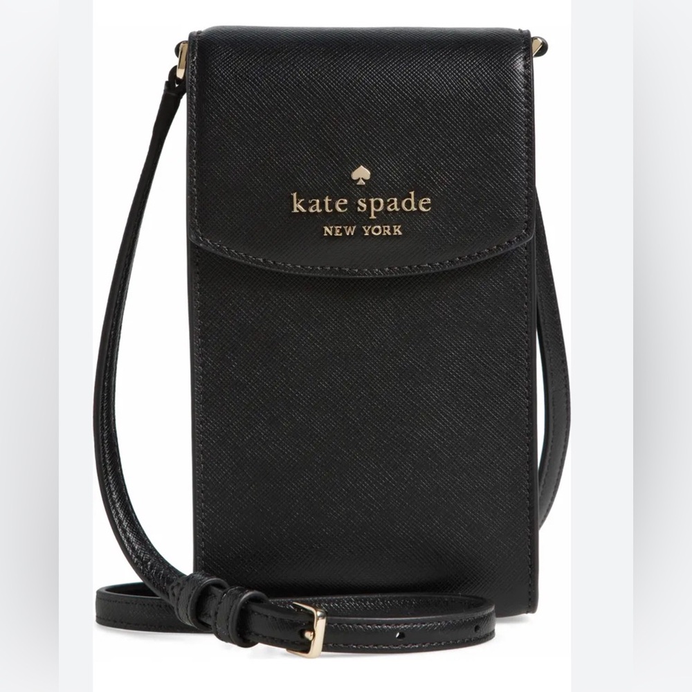 Kate Spade Staci North South Saffiano Black Leather Smartphone Crossbody